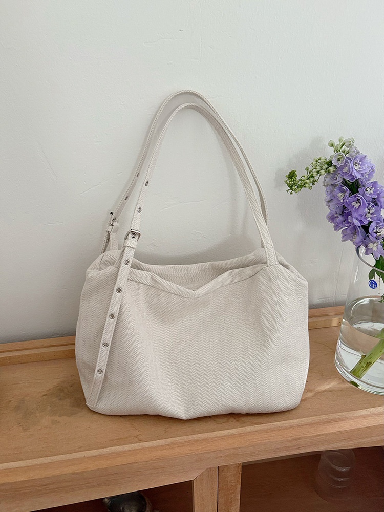Cream Canvas Hobo Shoulder Bag - Everyday Chic Tote