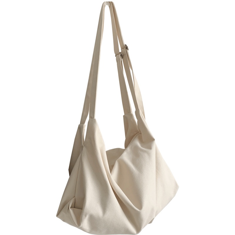 Cream Canvas Hobo Shoulder Bag - Everyday Chic Tote