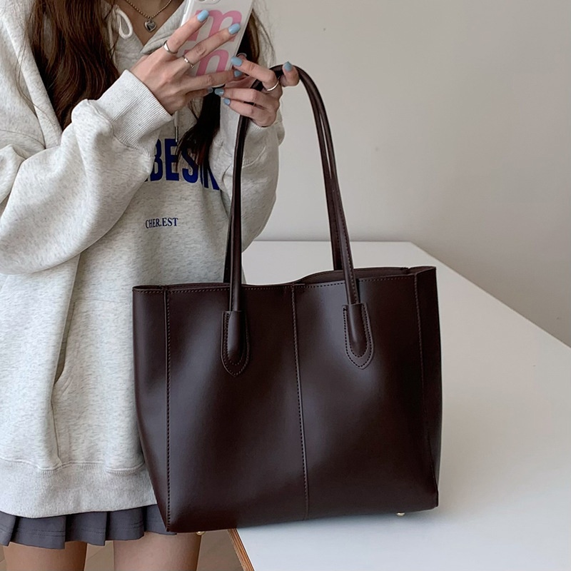 Classic Faux Leather Tote Shoulder Bag for Women