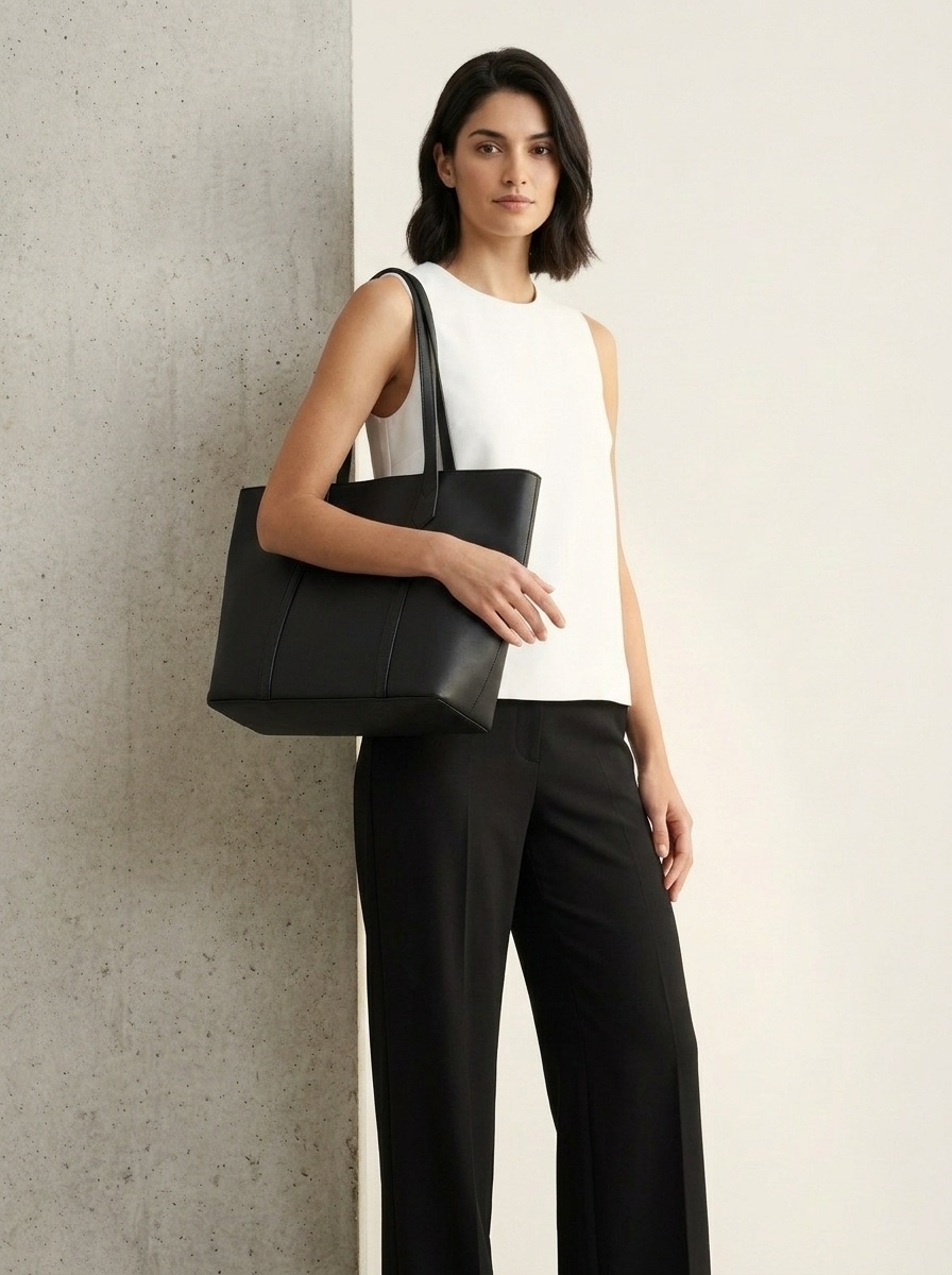 Elegant Faux Leather Tote Bag for Women - Everyday Carryall