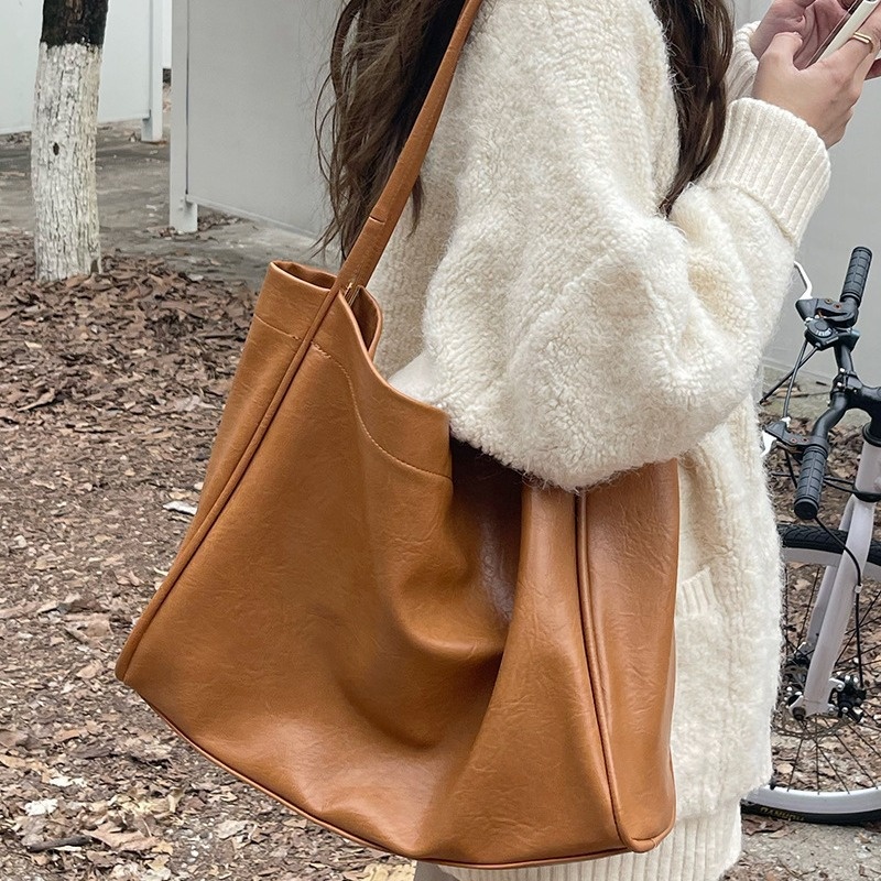 Chic Soft Faux Leather Shoulder Tote Bag