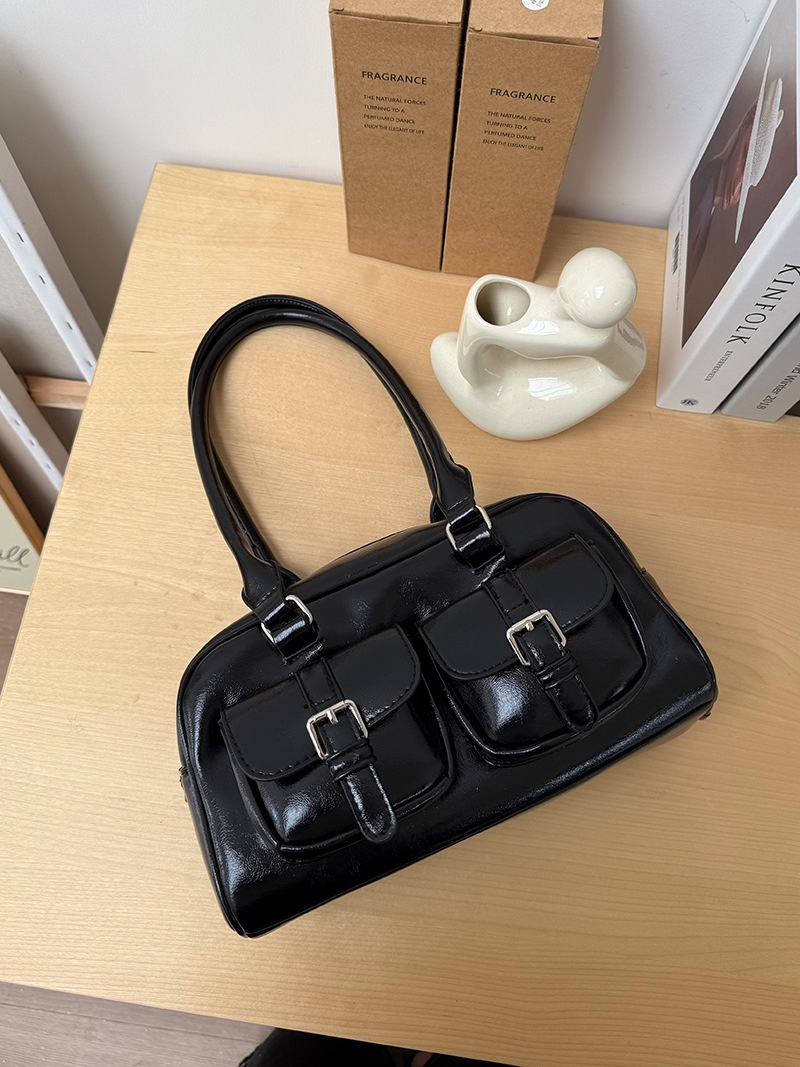 Vintage Buckle Pocket Shoulder Bag - Retro Satchel