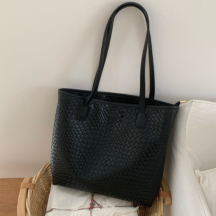 Woven Texture Shoulder Tote Bag - Everyday Style