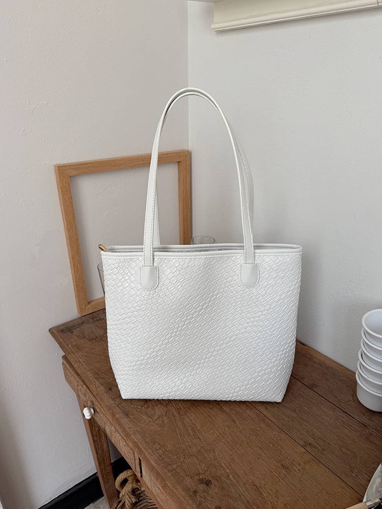 Woven Texture Shoulder Tote Bag - Everyday Style