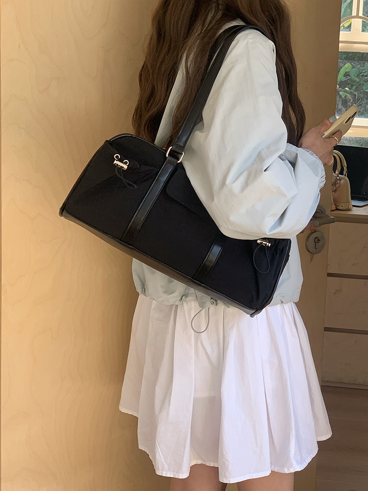 Y2K Metallic Shoulder Bag with Drawstring Pockets