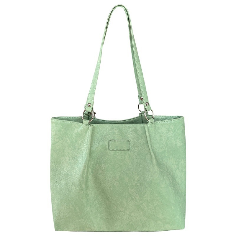 Textured Faux Leather Shoulder Tote Bag