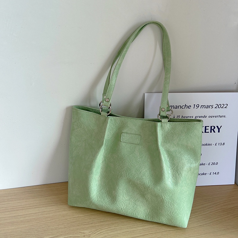 Textured Faux Leather Shoulder Tote Bag