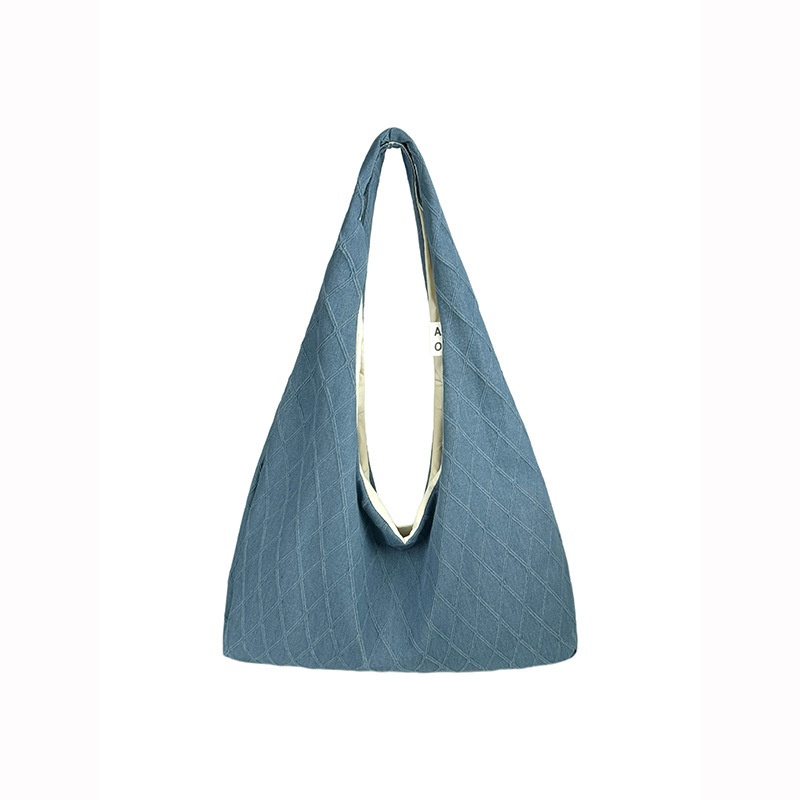 Casual Quilted Denim Shoulder Tote Bag - Everyday Style