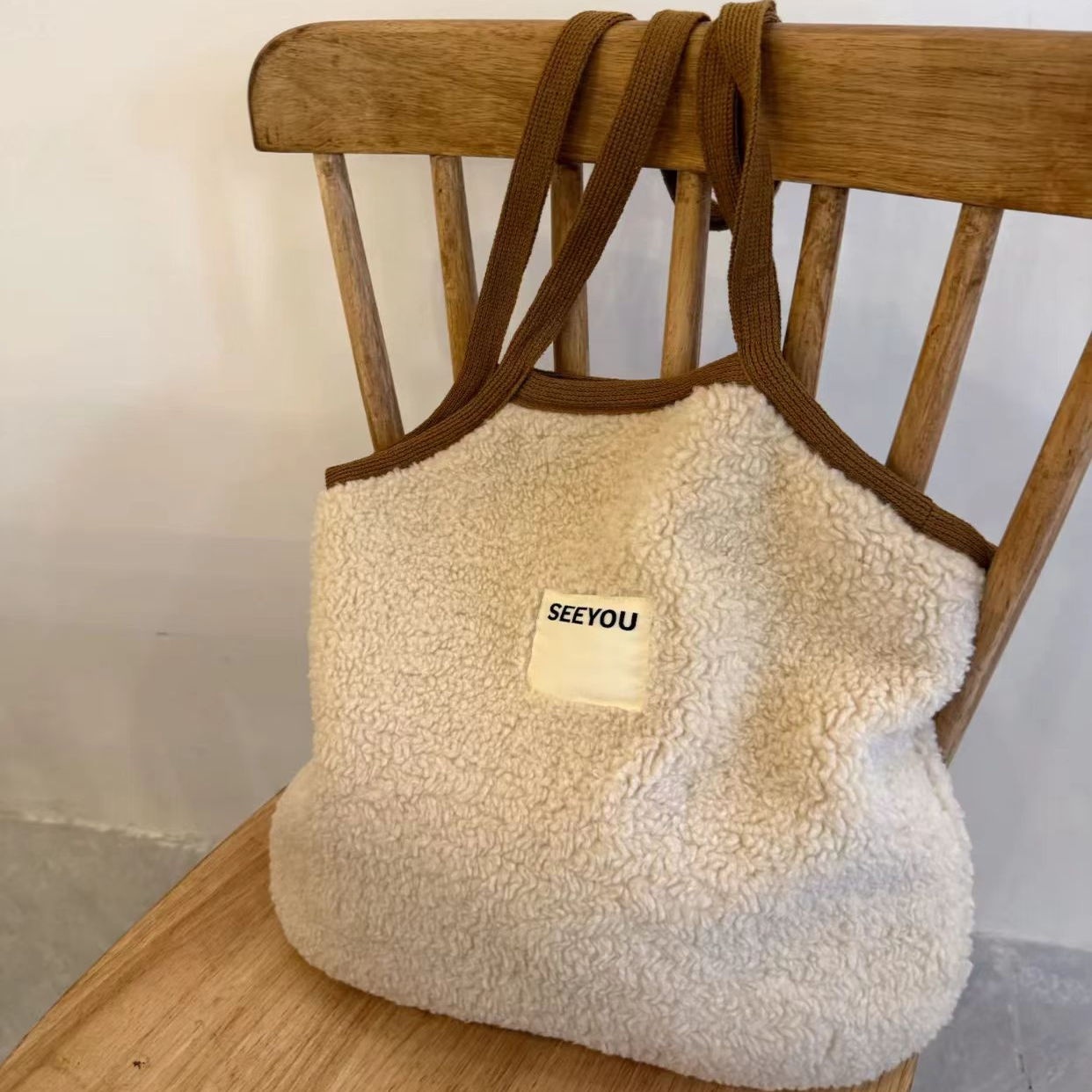 Cozy Sherpa & Suede Tote Bag - Everyday Shoulder Carry