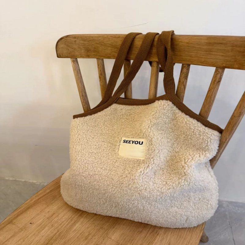 Cozy Sherpa & Suede Tote Bag - Everyday Shoulder Carry