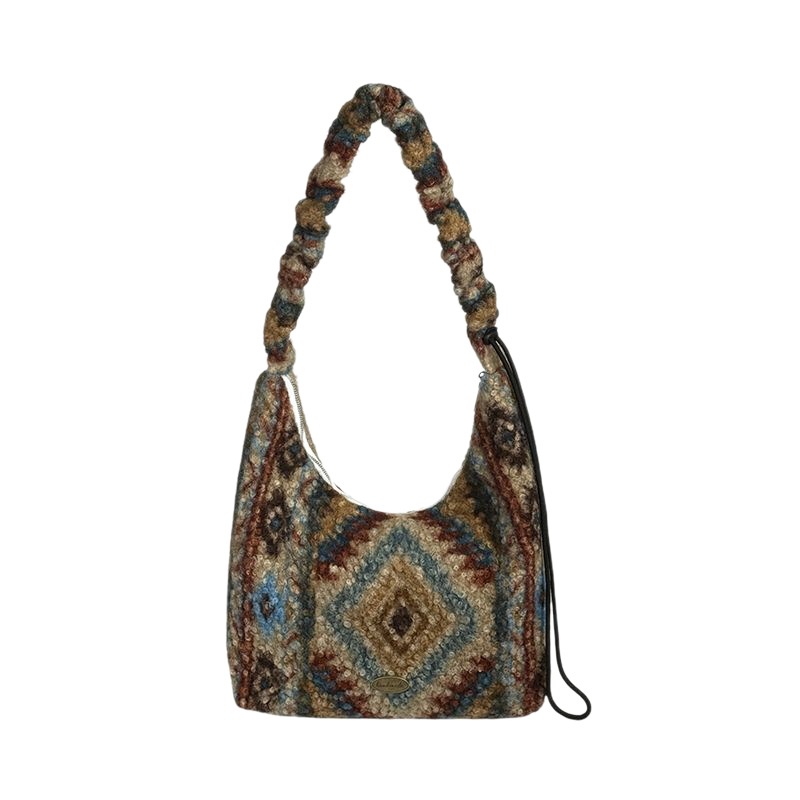 Boho Patterned Knit Shoulder Bag - Cozy & Chic