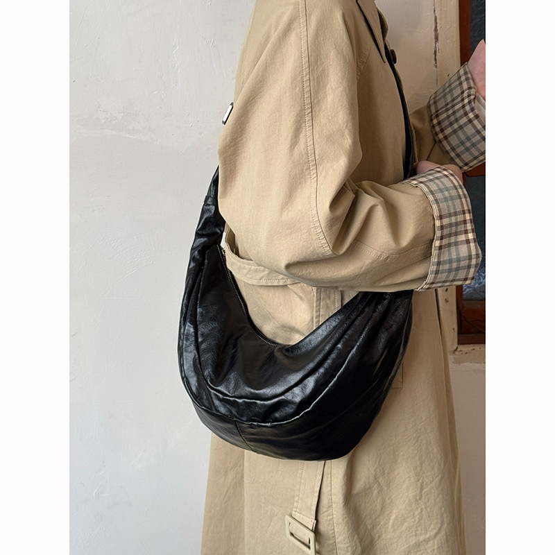 Soft Faux Leather Crescent Shoulder Bag