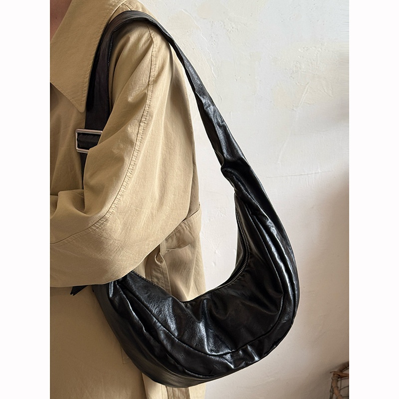 Soft Faux Leather Crescent Shoulder Bag