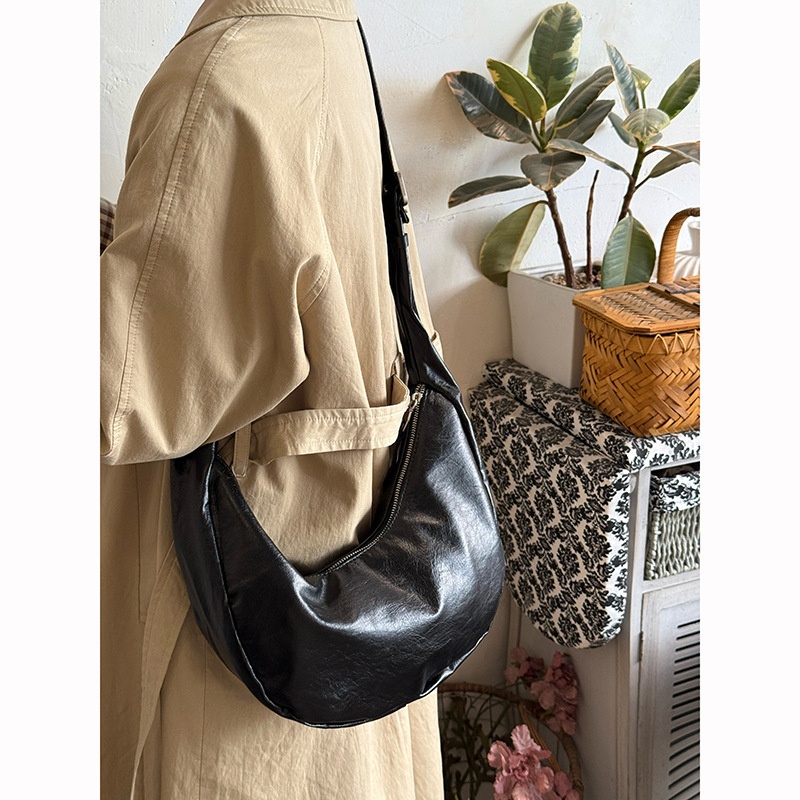 Soft Faux Leather Crescent Shoulder Bag