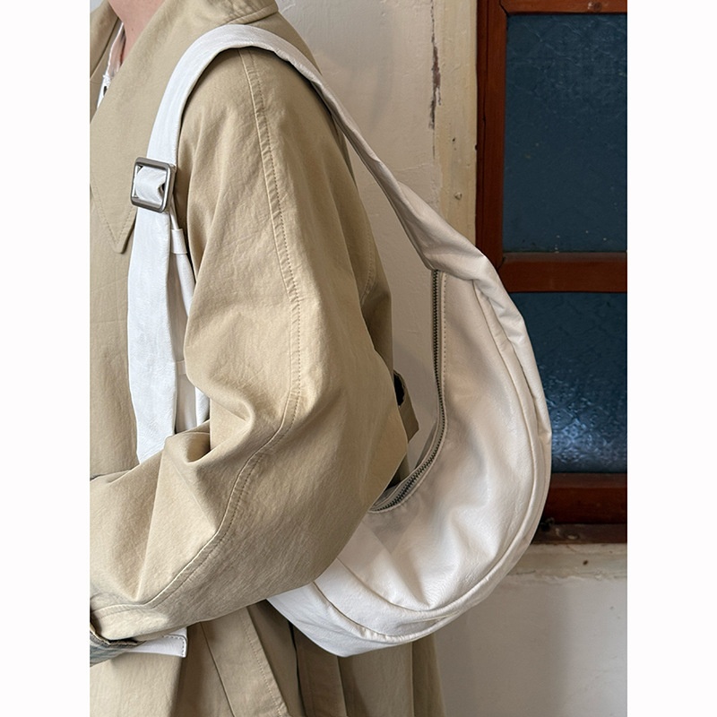 Soft Faux Leather Crescent Shoulder Bag