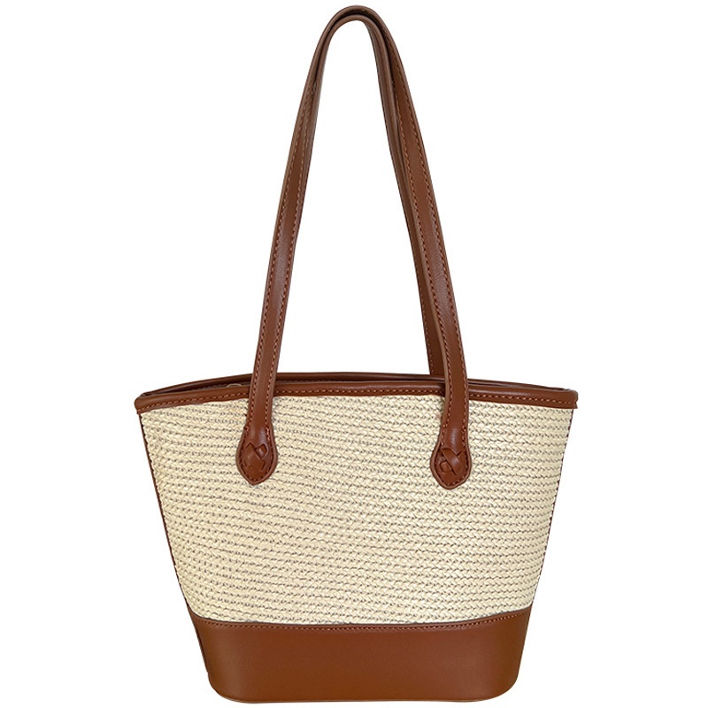 Chic Straw & Faux Leather Tote Bag - Small & Large Sizes