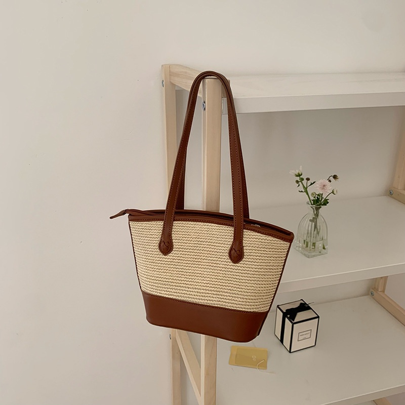 Chic Straw & Faux Leather Tote Bag - Small & Large Sizes