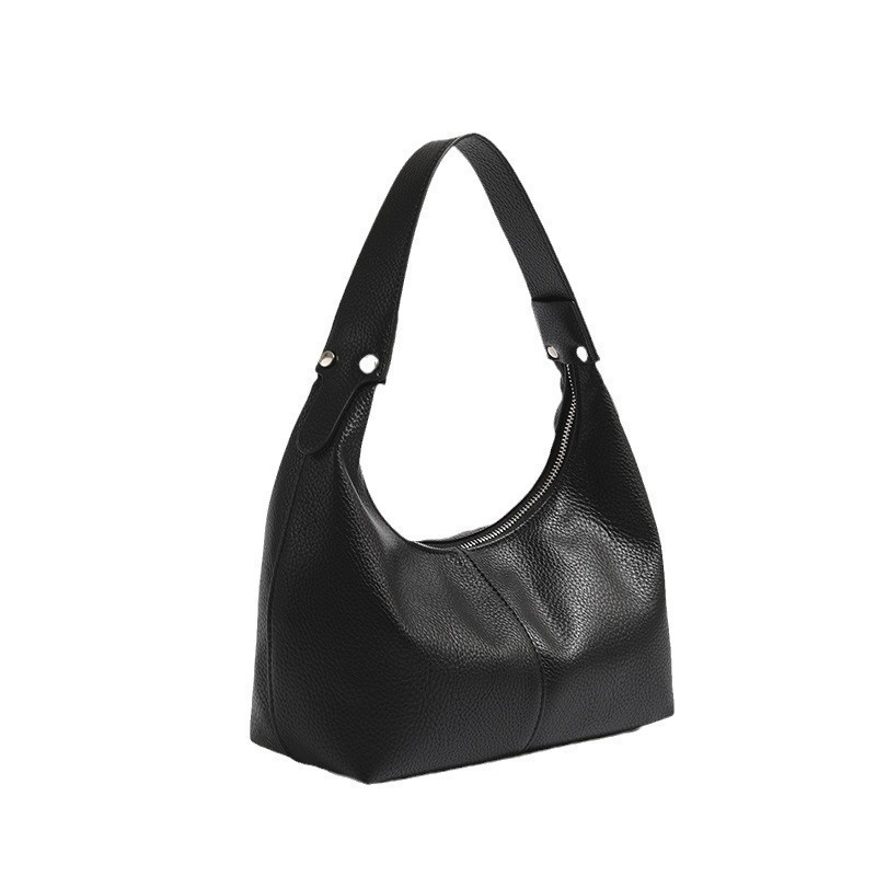Pebbled Leather Crescent Hobo Shoulder Bag