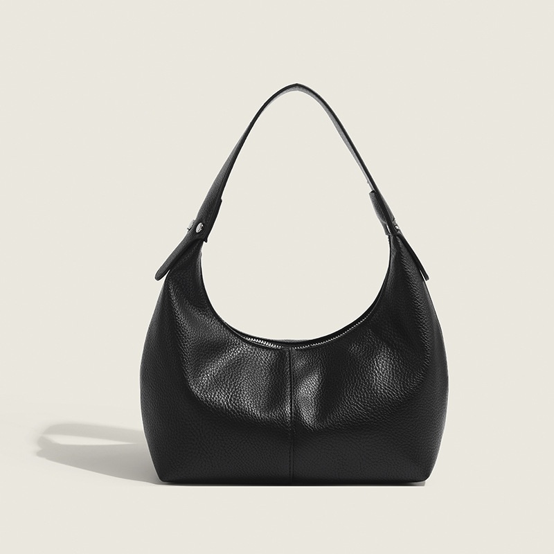 Pebbled Leather Crescent Hobo Shoulder Bag