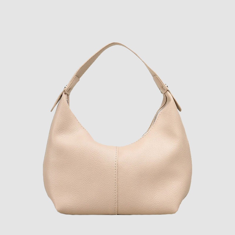 Pebbled Leather Crescent Hobo Shoulder Bag