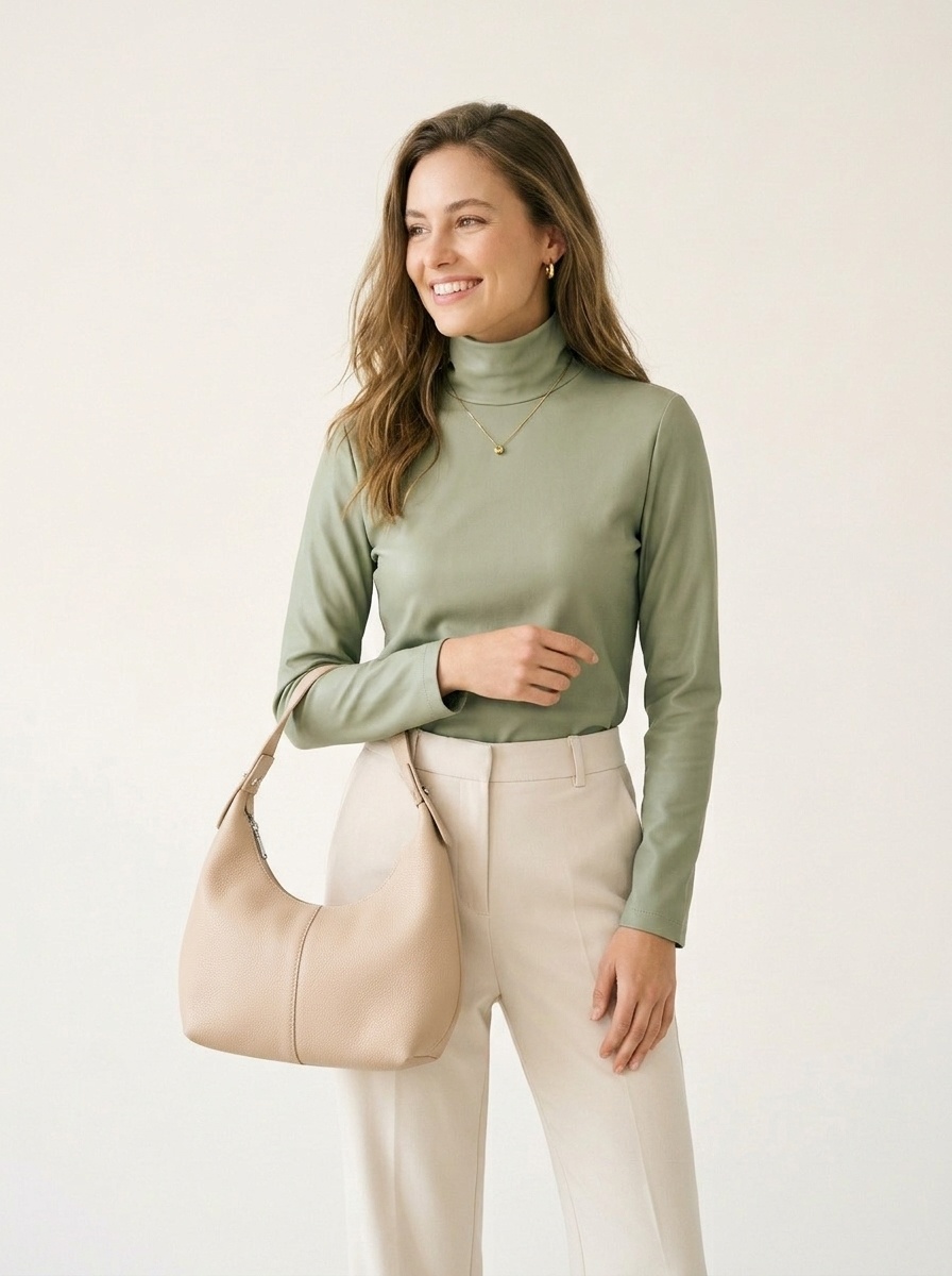 Pebbled Leather Crescent Hobo Shoulder Bag
