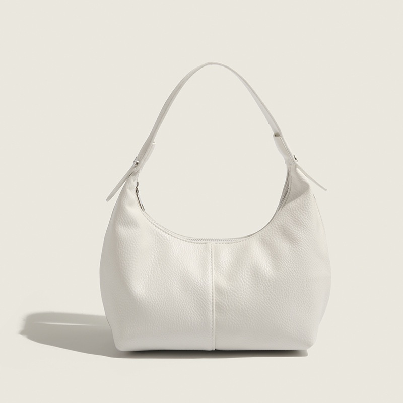 Pebbled Leather Crescent Hobo Shoulder Bag