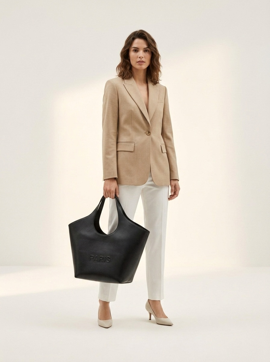 Paris Embossed Faux Leather Tote Bag - Chic & Spacious