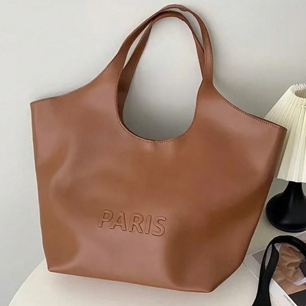 Paris Embossed Faux Leather Tote Bag - Chic & Spacious