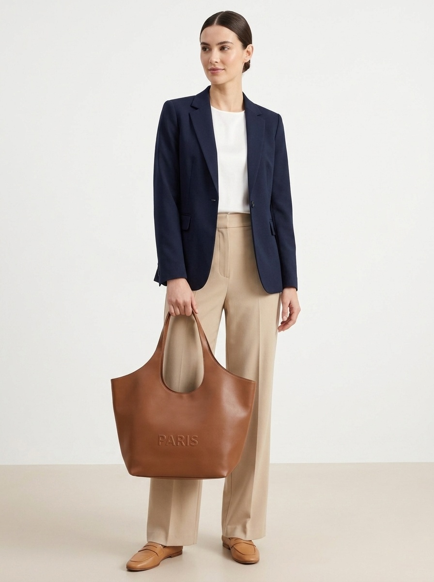 Paris Embossed Faux Leather Tote Bag - Chic & Spacious