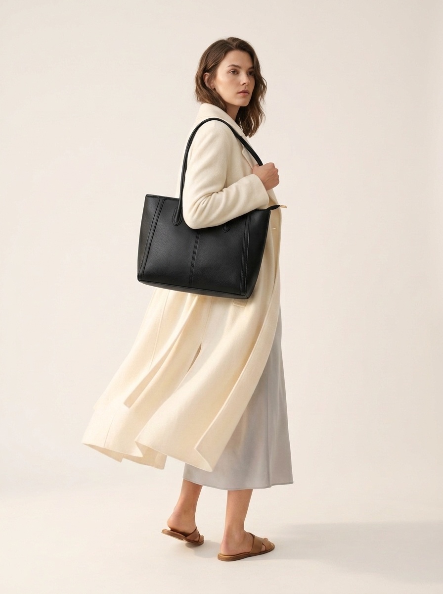 Chic Faux Leather Shoulder Tote Bag - Everyday Carryall