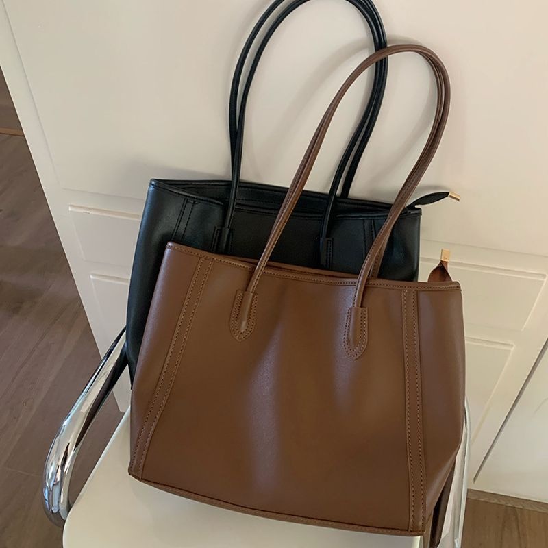Chic Faux Leather Shoulder Tote Bag - Everyday Carryall