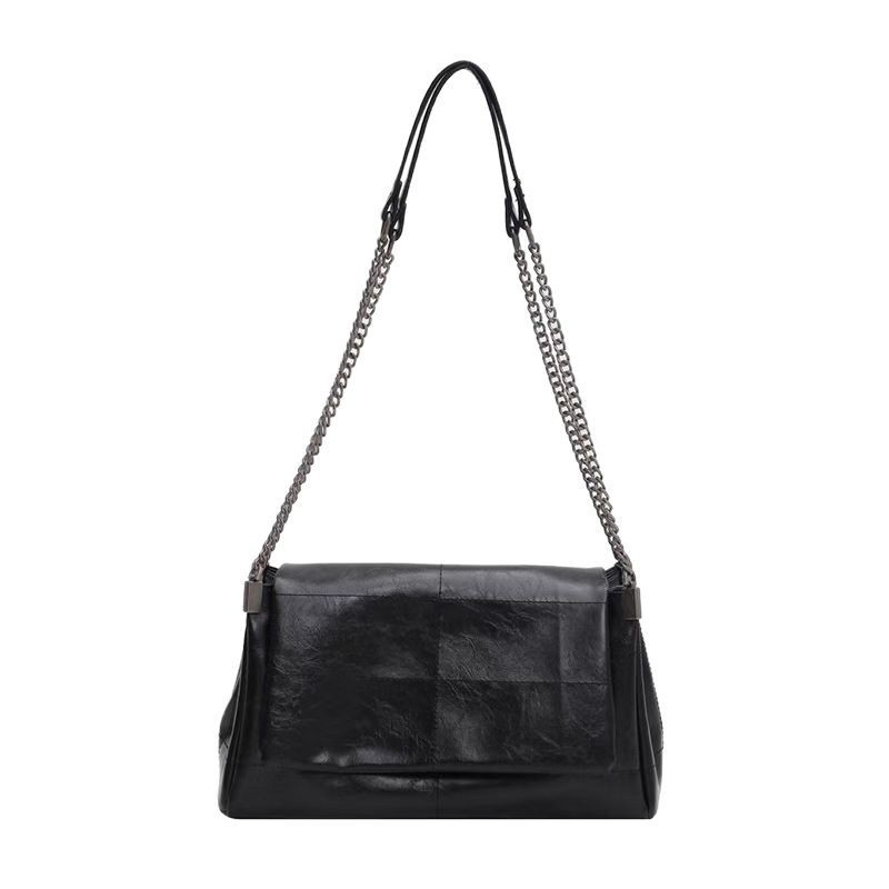 Quilted Flap Chain Shoulder Bag - Faux Leather Crossbody
