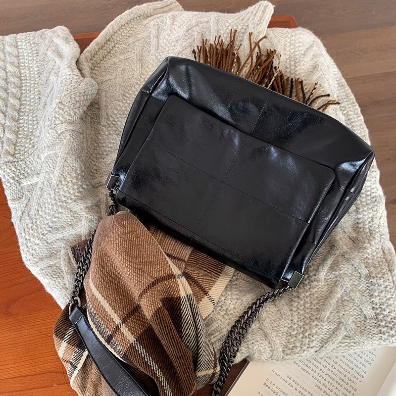Quilted Flap Chain Shoulder Bag - Faux Leather Crossbody