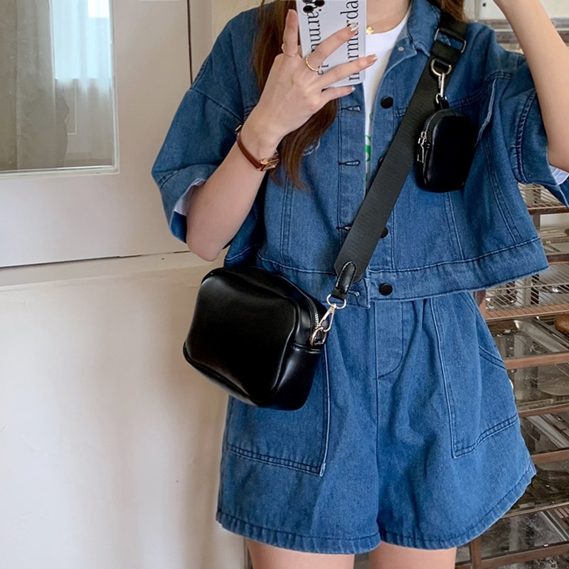 Sleek Crossbody Bag with Detachable Pouch