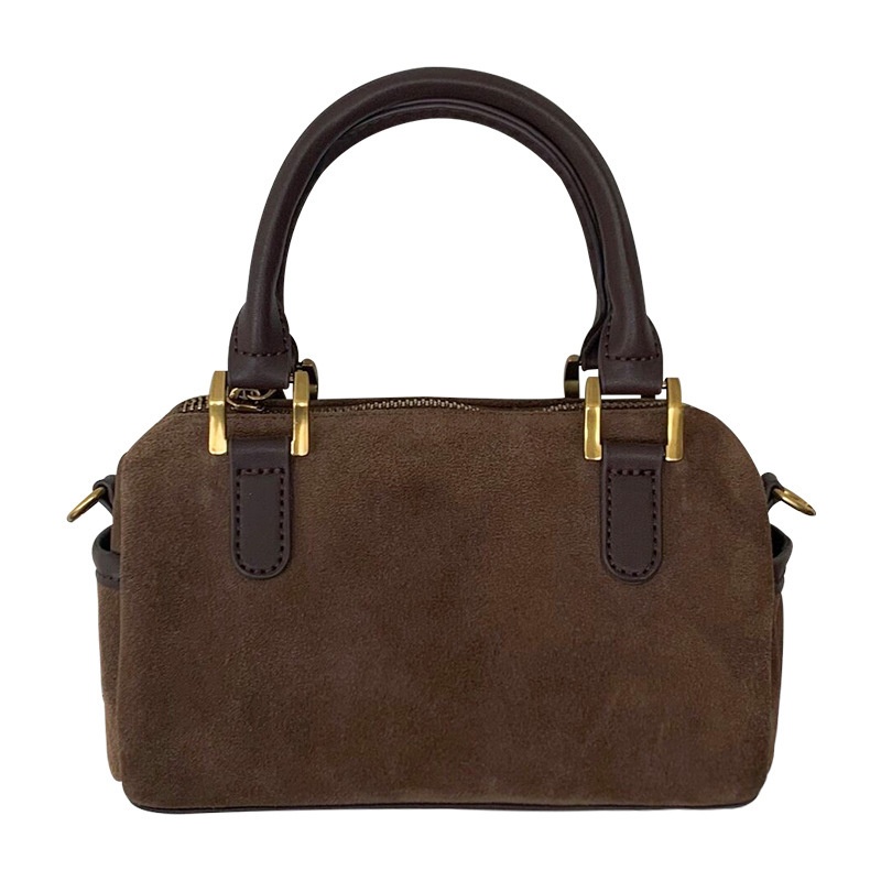 Chic Brown Suede Mini Satchel Handbag