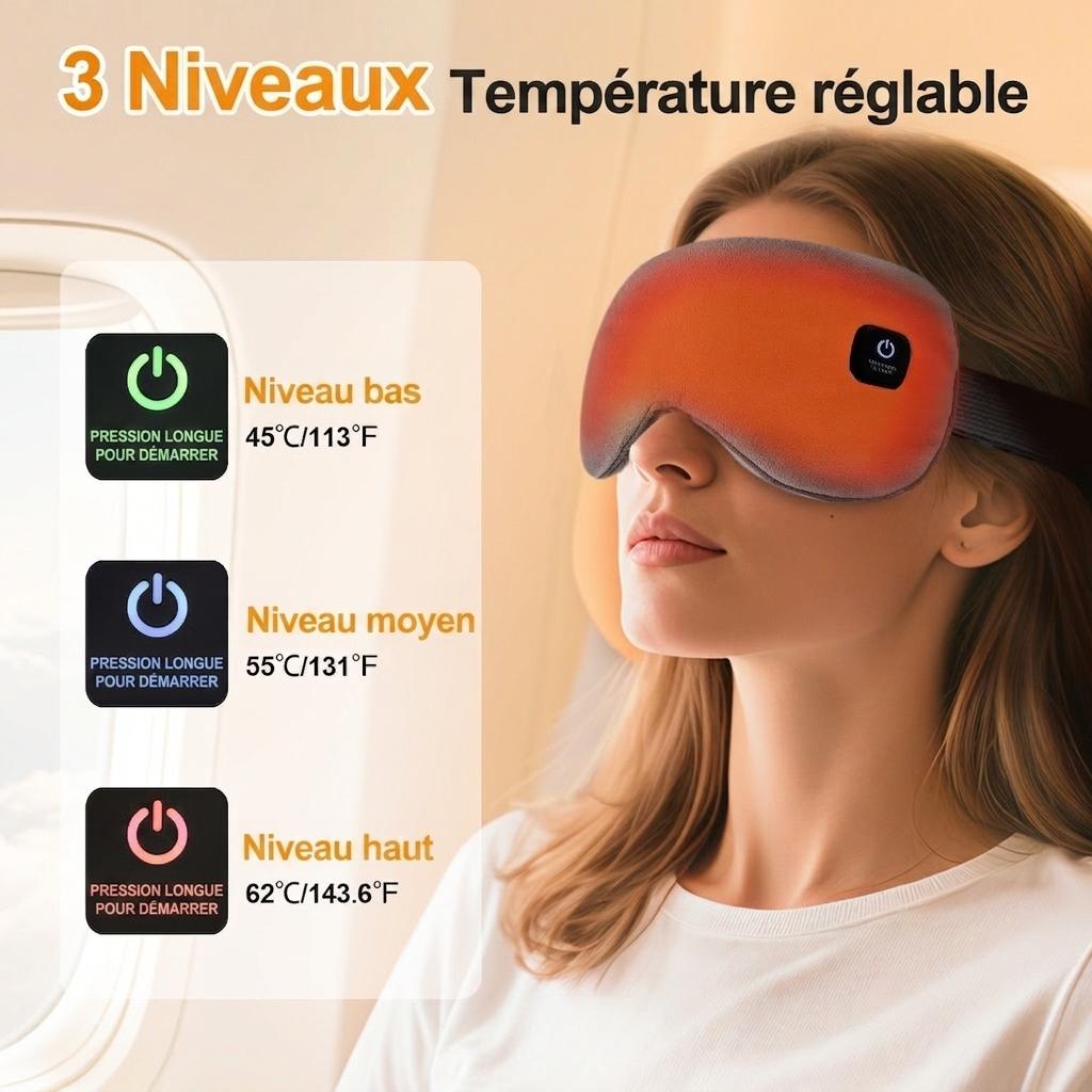 Masque chauffant pour les yeux secs et le sommeil - Rechargeable par USB