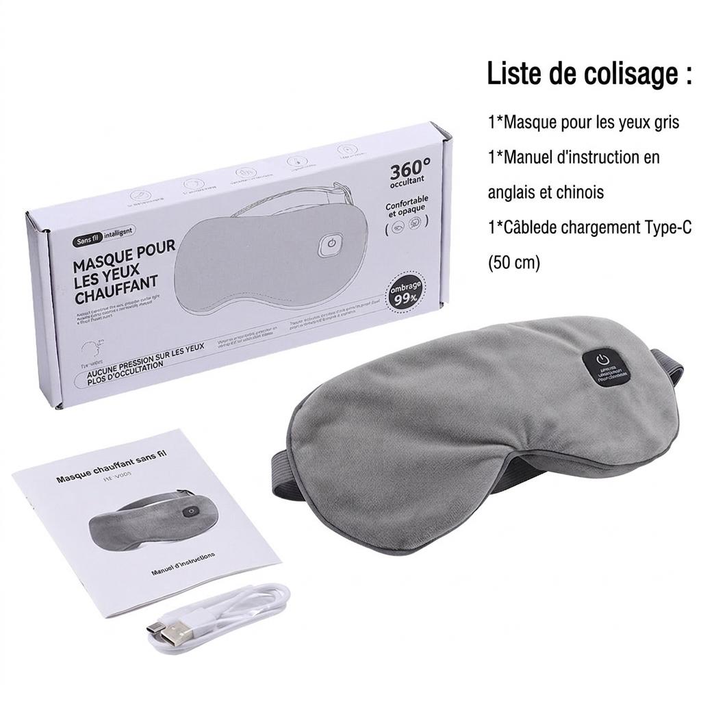 Masque chauffant pour les yeux secs et le sommeil - Rechargeable par USB