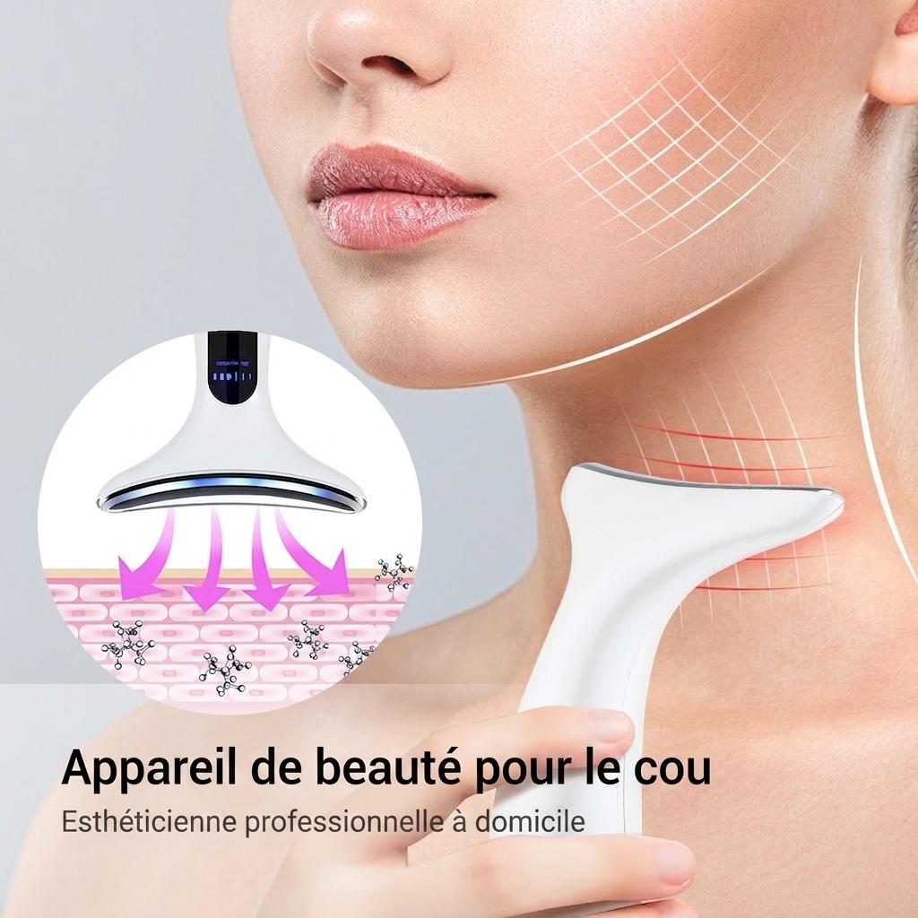 Appareil de beauté pour le cou - Masseur raffermissant EMS et IPL