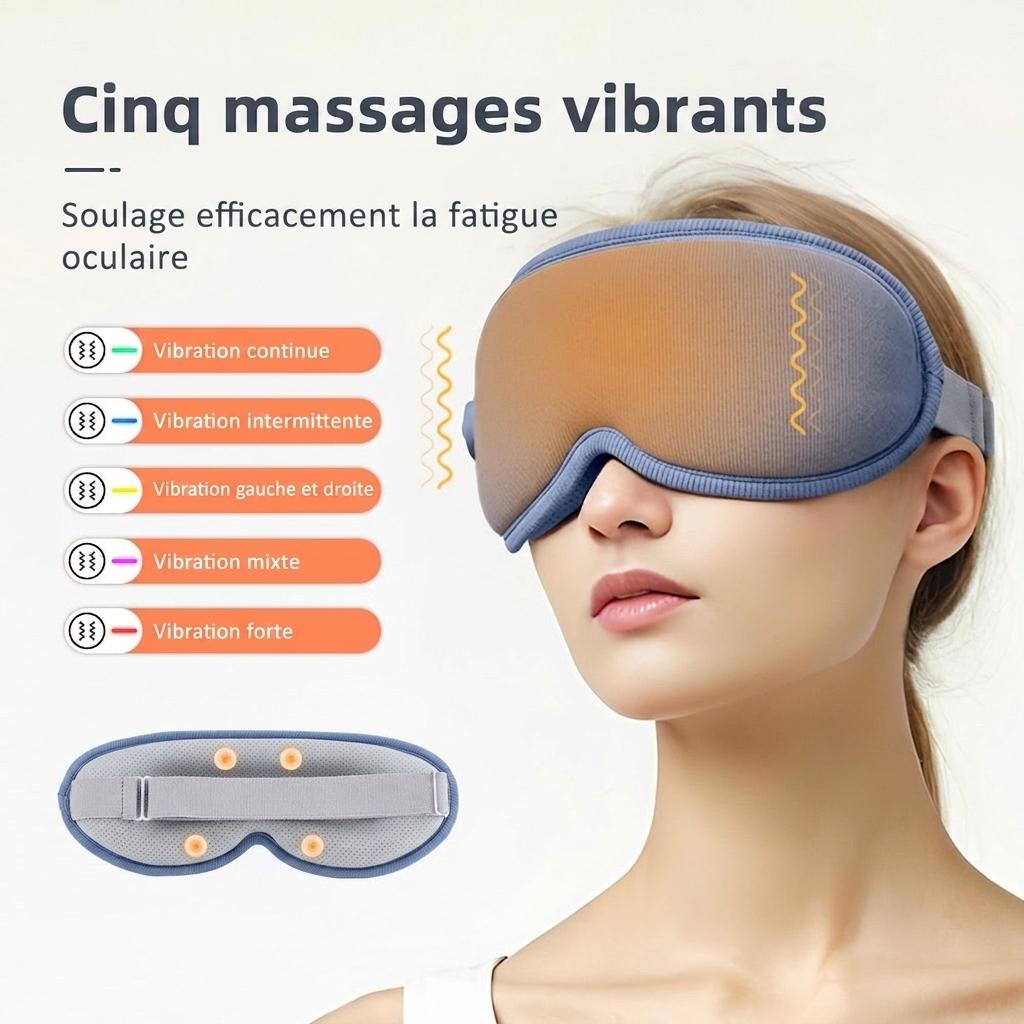 Masque pour les yeux chauffant 3D avec massage par vibrations et aide au sommeil