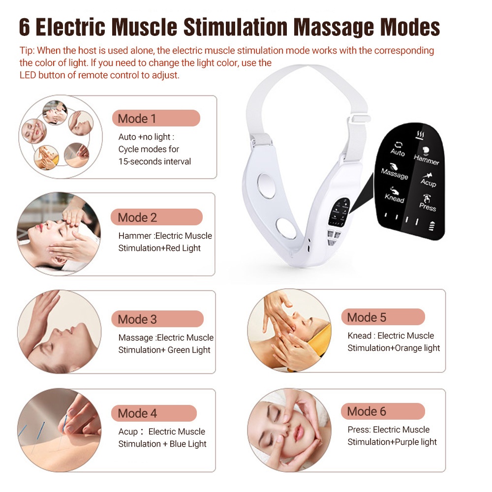 V-vormig gezichtsliftend massageapparaat - EMS & LED-lichttherapie