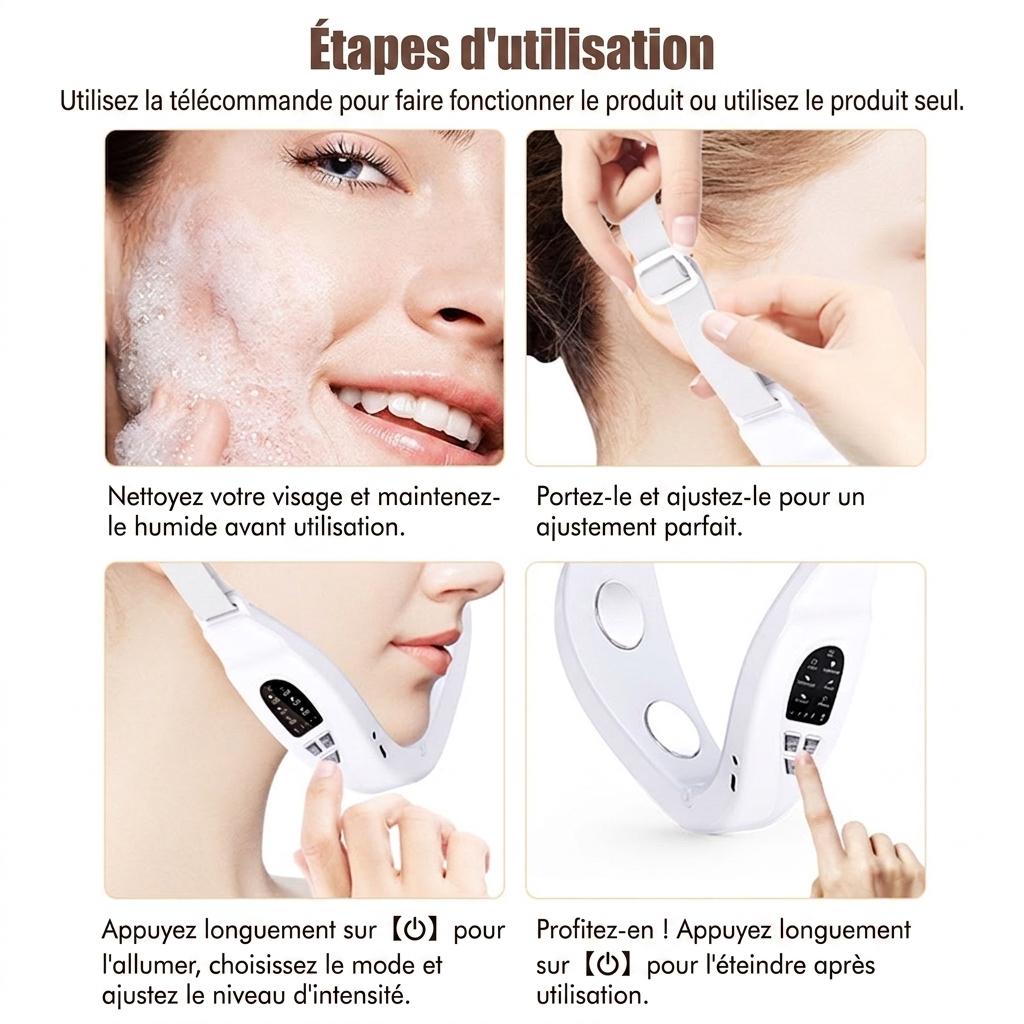 Appareil de massage liftant le visage en V - Thérapie EMS et lumière LED