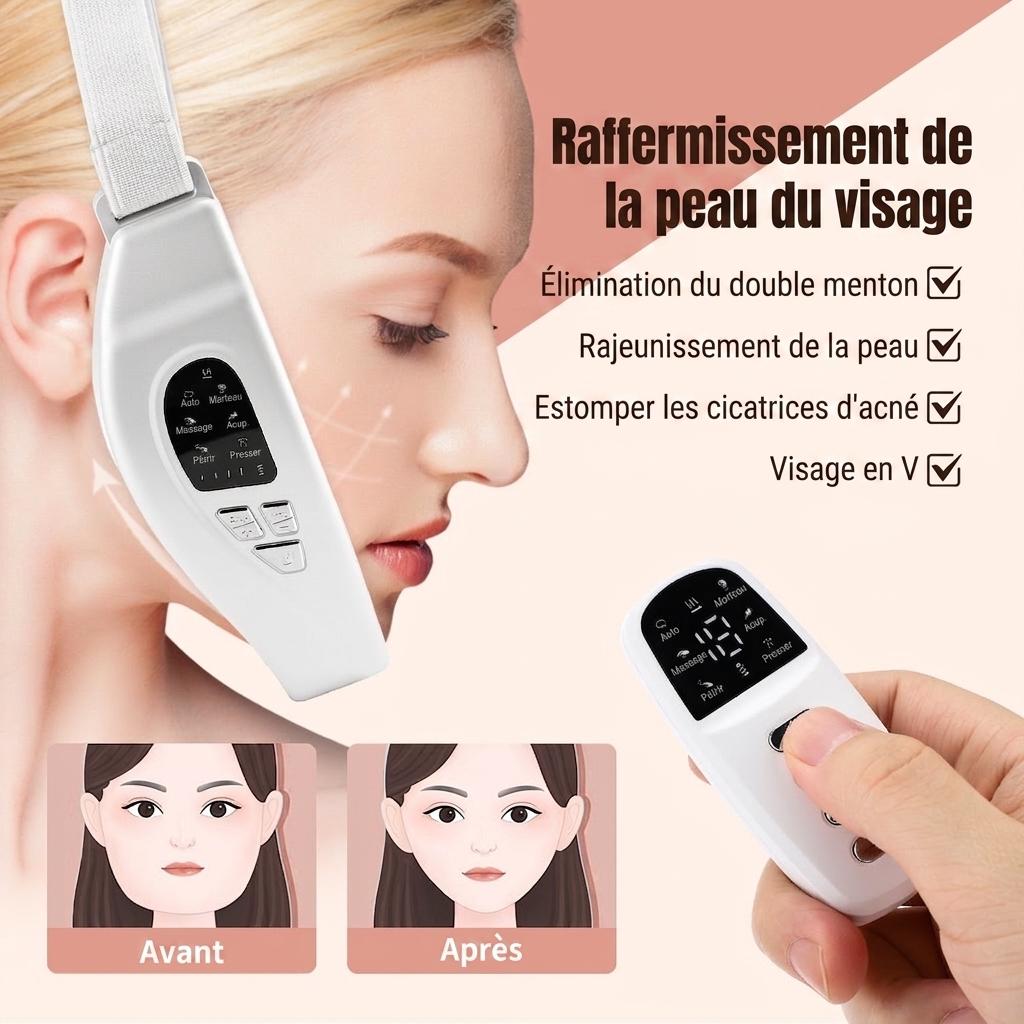 Appareil de massage liftant le visage en V - Thérapie EMS et lumière LED