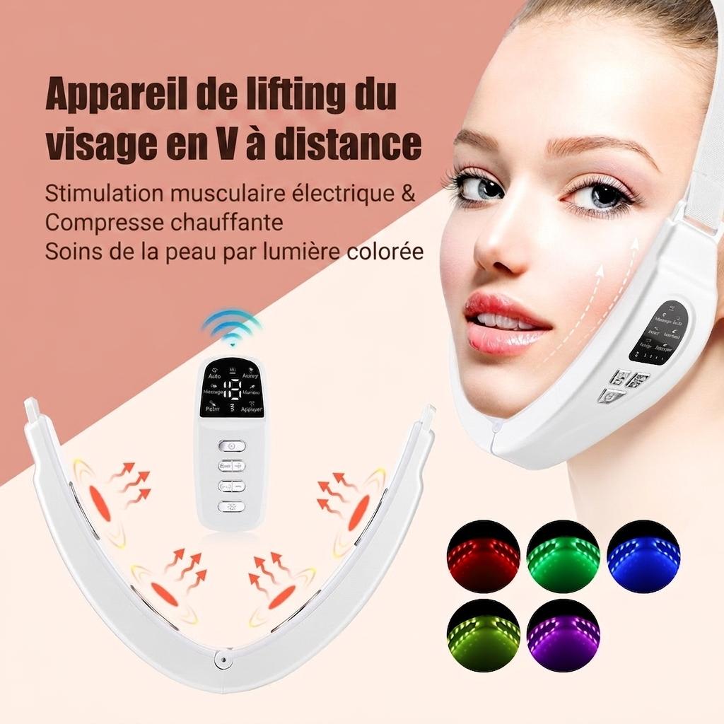 Appareil de massage liftant le visage en V - Thérapie EMS et lumière LED