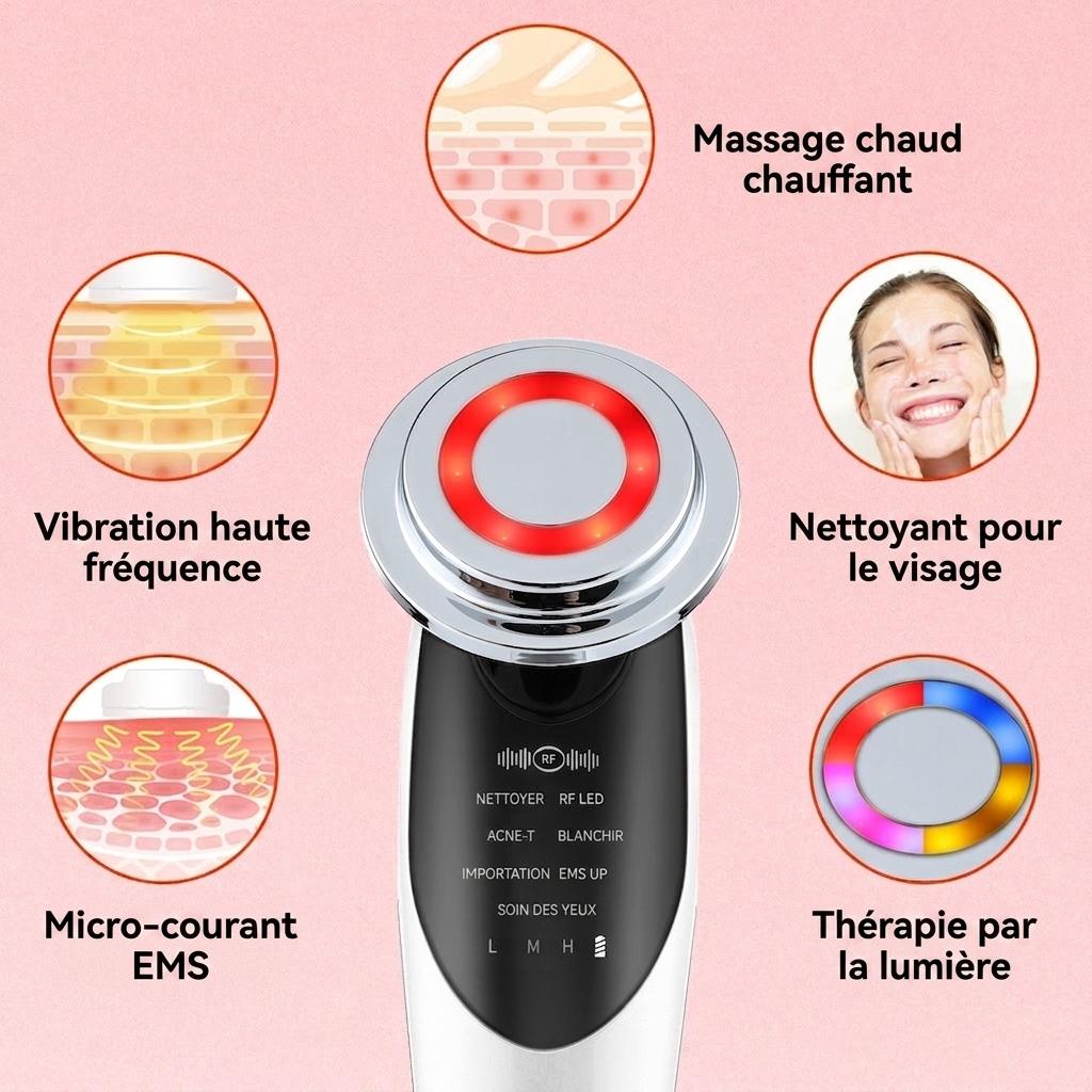 Appareil de rajeunissement cutané 5 en 1 RF EMS LED - Anti-âge