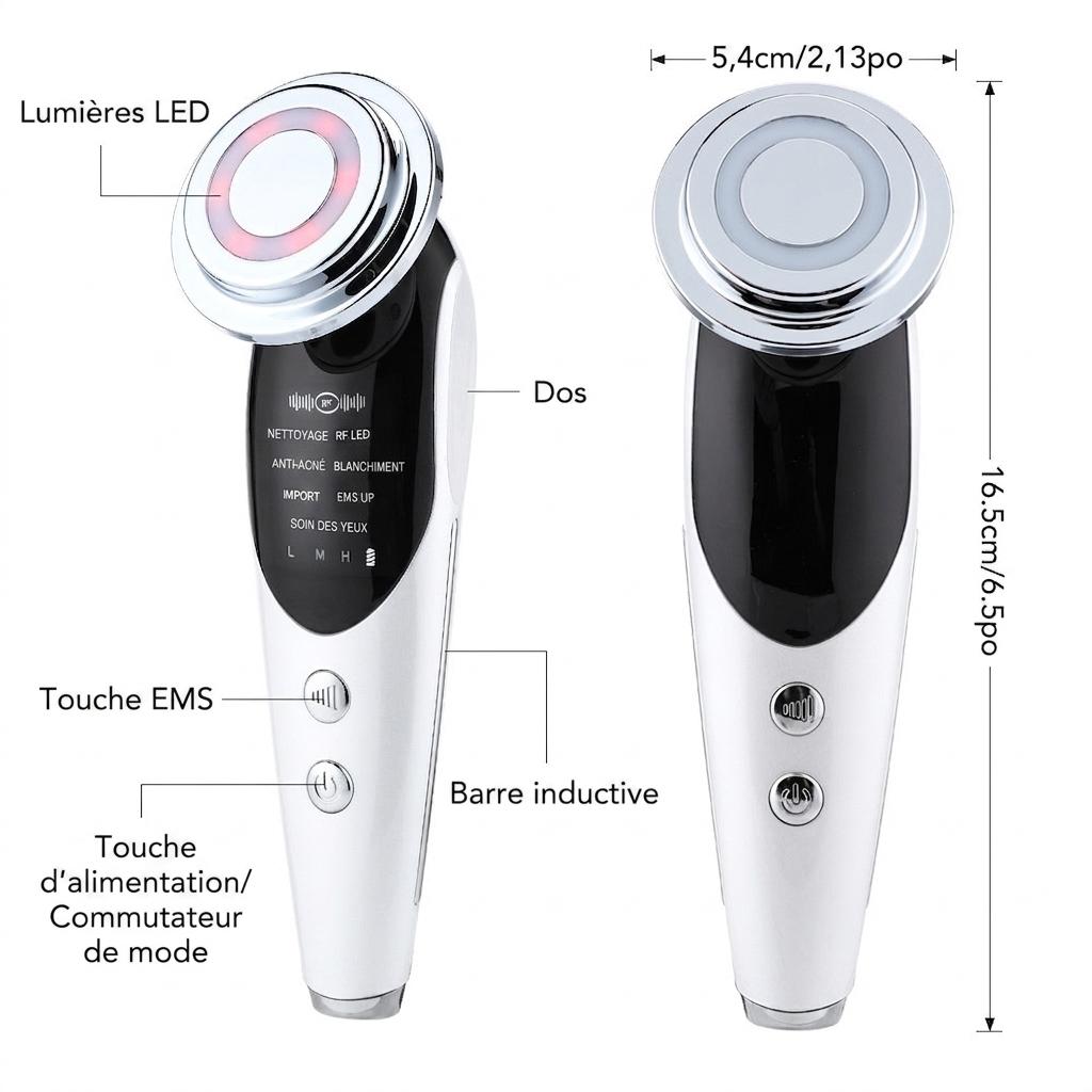 Appareil de rajeunissement cutané 5 en 1 RF EMS LED - Anti-âge