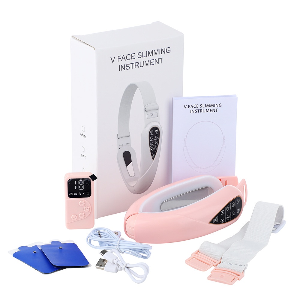V-vormige gezichtsliftende massager met LED-lichttherapie en EMS