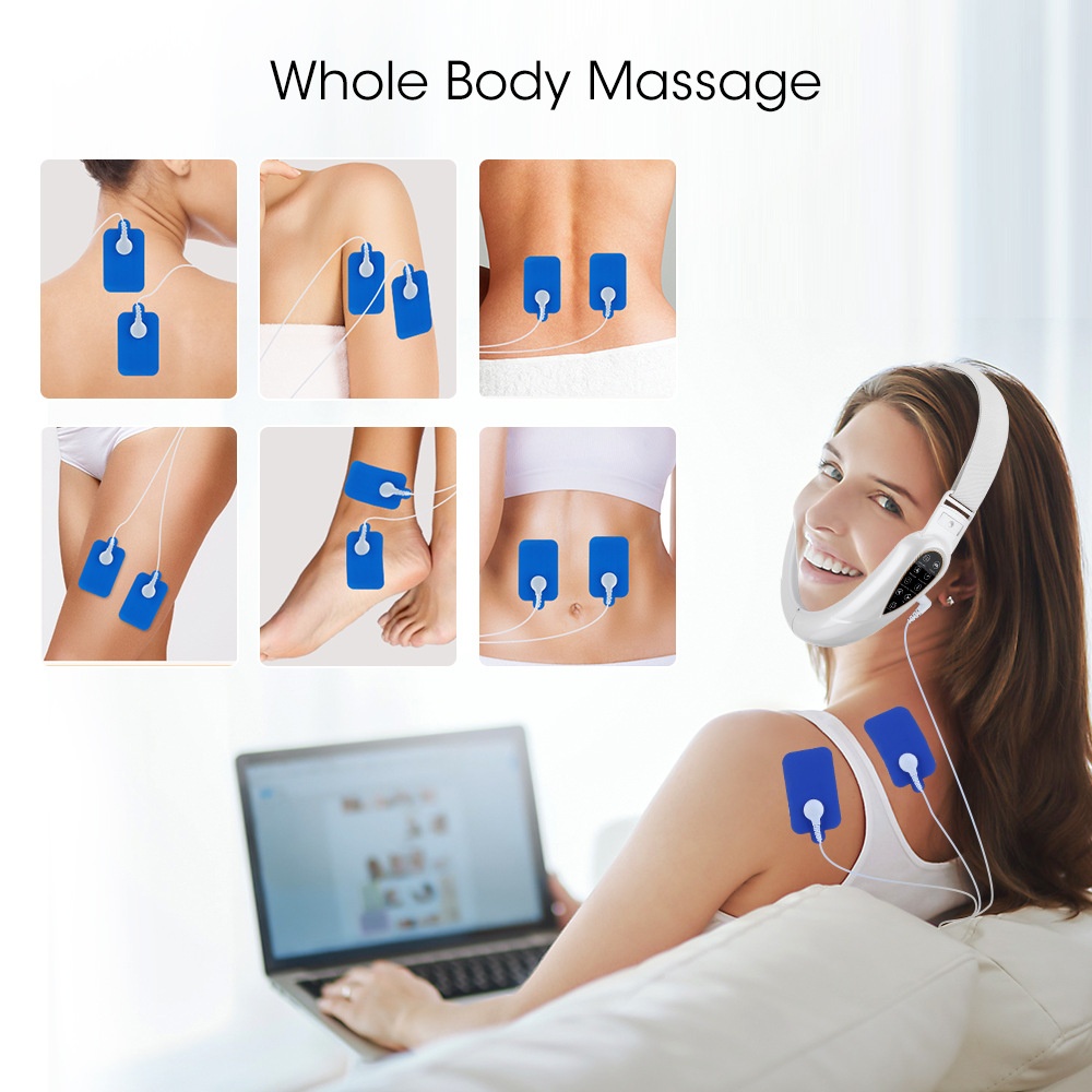 V-vormige gezichtsliftende massager met LED-lichttherapie en EMS