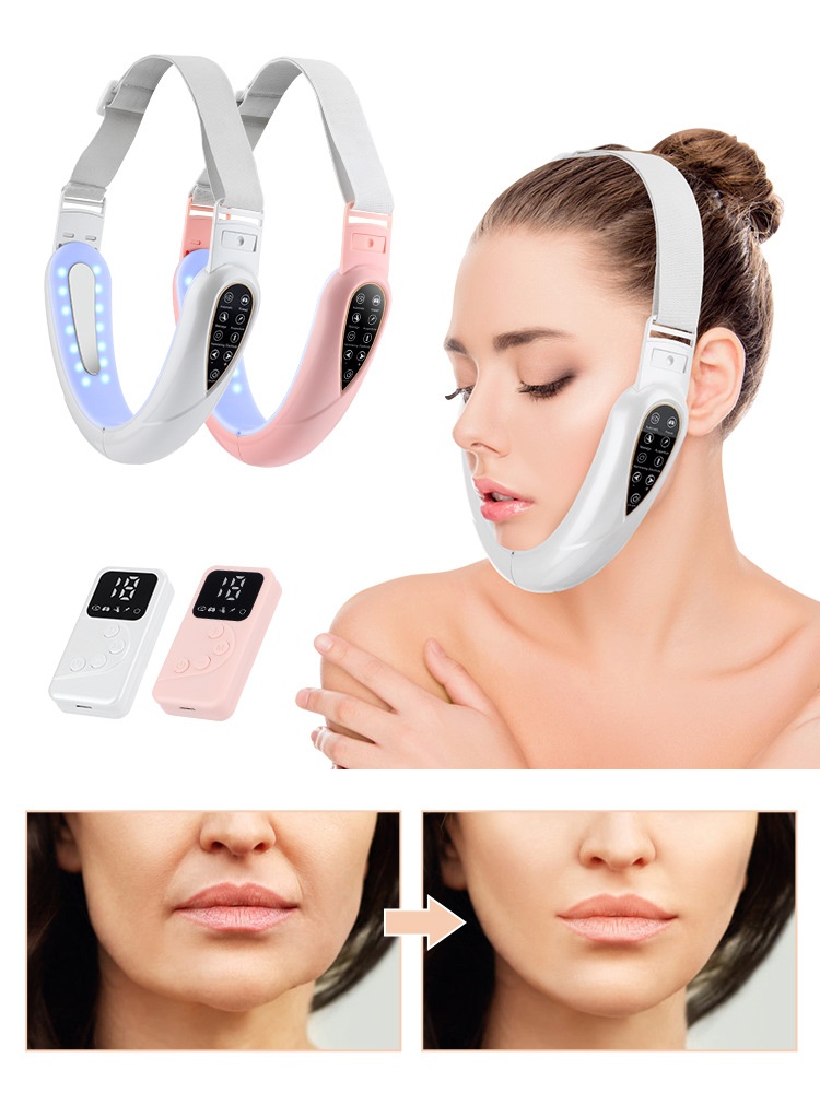 V-vormige gezichtsliftende massager met LED-lichttherapie en EMS