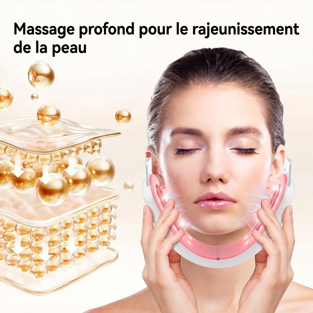 V-vormige gezichtsliftende massager met LED-lichttherapie en EMS