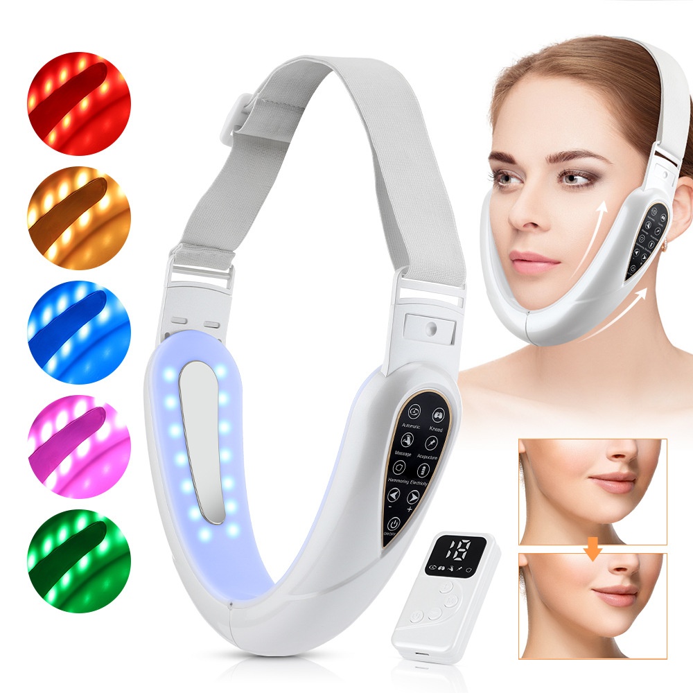 V-vormige gezichtsliftende massager met LED-lichttherapie en EMS
